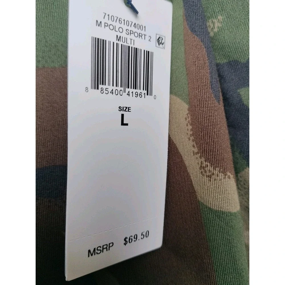 NWT Polo Sport Ralph Lauren Camo T Shirt Men Large Yellow Big Pony Performance L